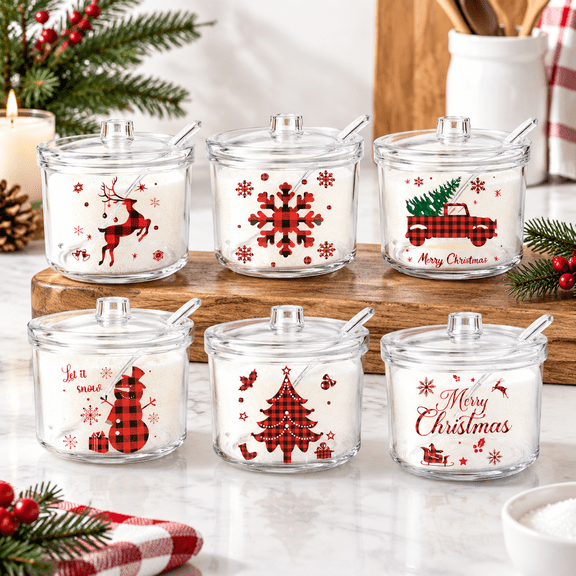 6mas Hot Cocoa Bar Supplies Plaid Sugar Bowl