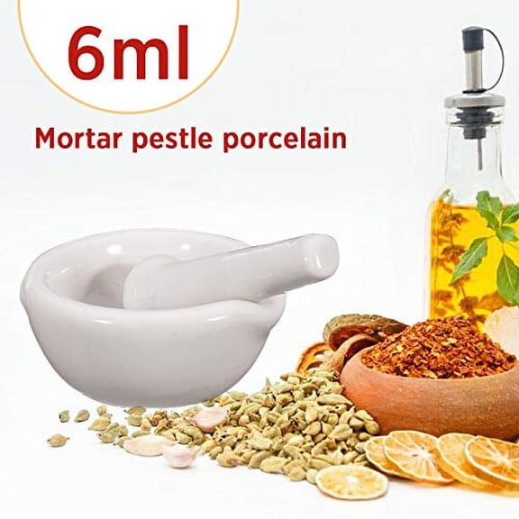 6ml Porcelain Pepper Mill Mortar Pestle Pugging Pot Garlic Spice Grinder Pharmacy Herbs Bowl Mill Crusher DIY Kitchen Gadget Set 
