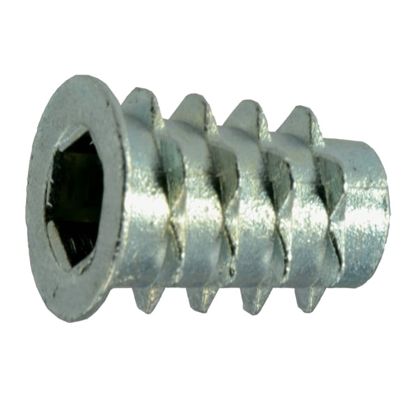 6mm-1.0 x 16mm Die Cast Zinc Coarse Thread Soft Wood Inserts (6 pcs.)