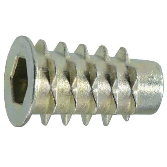 6mm-1.0 x 20mm Die Cast Zinc Coarse Thread Soft Wood Inserts (5 pcs.)