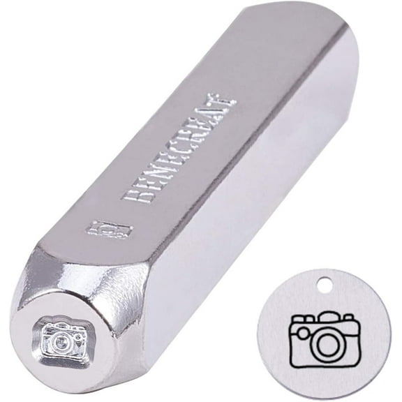 6mm 1/4 Camera Shape Metal Design Stamps Punch Stamping Tool - Electroplated Hard Carbon Steel Tools to Stamp/Punch Metal Jewelry Leather Wood
