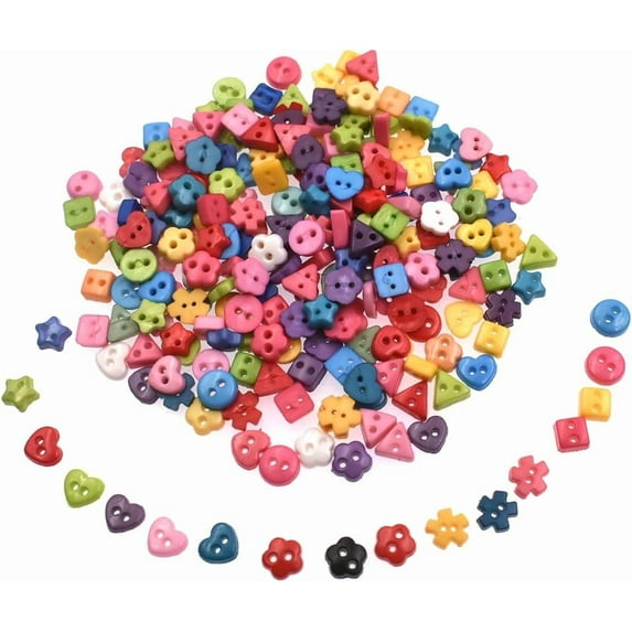 6mm 100Pcs Mixed Color and Style Mini Buttons for DIY Handmade Craft Art Sewing
