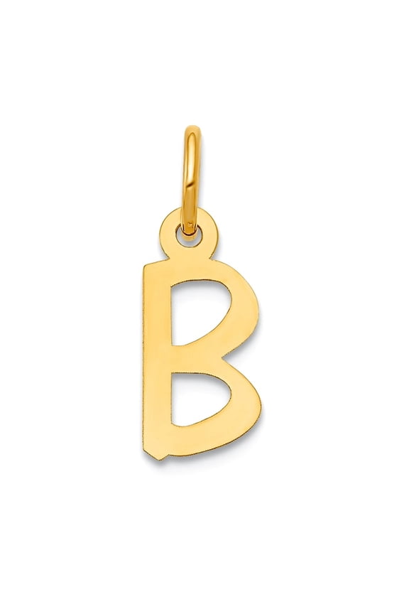 6mm 10k Solid Yellow Gold Small Slanted Block Letter Name Personalized Monogram Initial B Charm Pendant Necklace for Wom