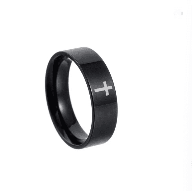 6mm 14K White Gold Cross Ring Christian Jesus Christ Lord Prayer for ...