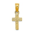 thumbnail image 1 of 6mm 14k Gold Mini Religious Faith Cross High Polish and Engraved Pendant Necklace for Women, 1 of 2