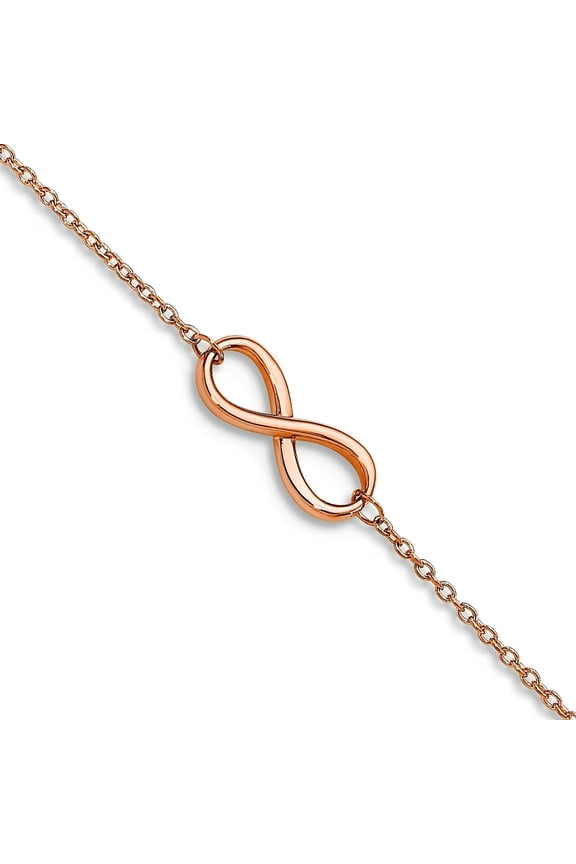6mm 14k Rose Gold Polished Infinity With 1 Inch Extension Anklet 9 Inch Anklet for Women - 1.6 Grams