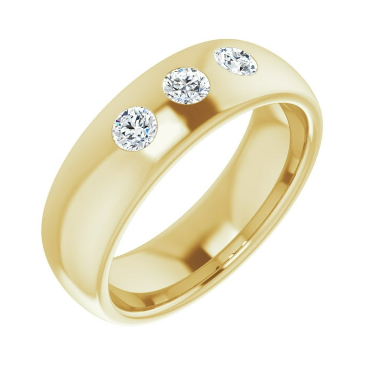 Gold band with 3 diamonds Clearance