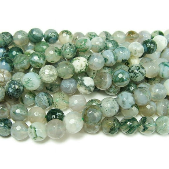 6mm 15.5 Inches Tree Agate Faceted Round Beads Genuine Gemstone Natural Jewelry Making