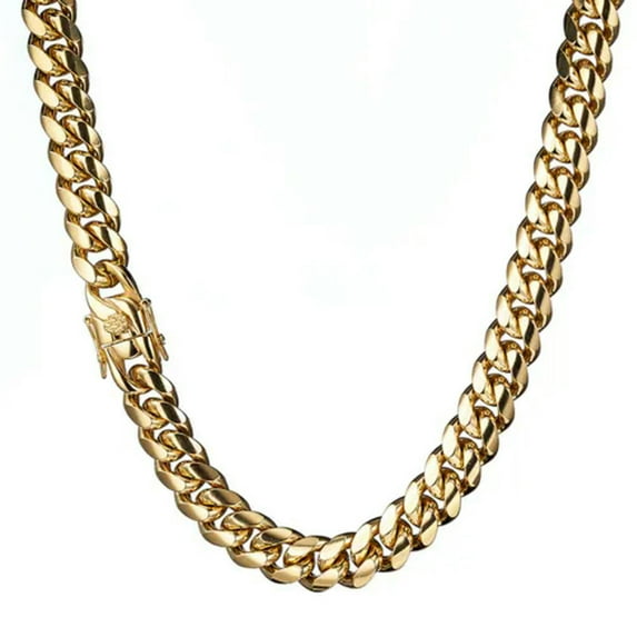 6mm-18mm Men's Miami Cuban Link Chain Necklace 18K Gold Plated Stainless Steel