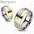 thumbnail image 1 of 6mm 2-Tone Gold IP Edges Band Ring Solid Titanium Wedding band Women's Ring (SIZE: 7), 1 of 1