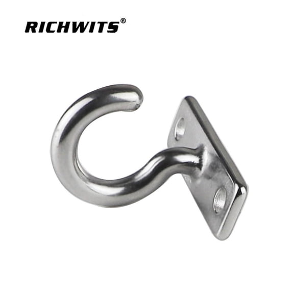 6mm 304 Stainless Steel Hook Plates Heavy Duty Metal Eye Plate Question Mark Hook for Hanging Hat Plant Fan and Indoor Outdoor Marine Use Hardware (1)