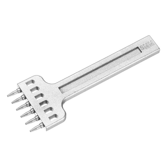 6mm 6 Prong Leather Die-Steel Chisel for Hand Sewing, White