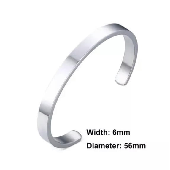 6mm/8mm Cuff Bangle Mens Women's Stainless Steel Couple Opening Wedding Bracelet