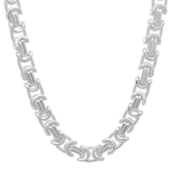 6.1mm Solid .925 Sterling Silver Flat Byzantine Chain Necklace, 22 inches