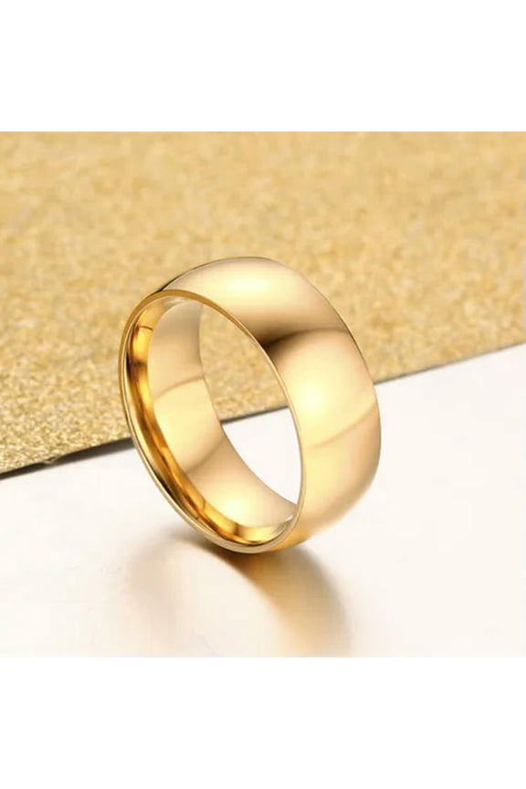 6mm/8mm Width 18K Gold Plating AAA Bands Men Womens Stainless Steel Couple Rings