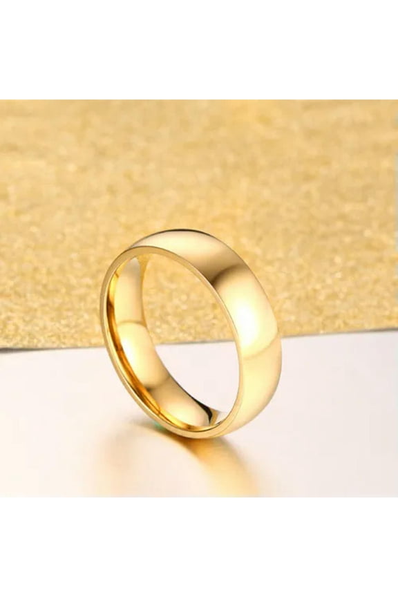 6mm/8mm Width 18K Gold Plating AAA Bands Men Womens Stainless Steel Couple Rings