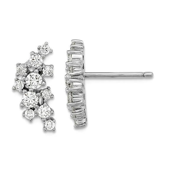 6mm 925 Sterling Silver Rhodium Plated Brilliant-cut CZ Cluster Post Long Drop Dangle Earrings 13x6mm Wide Dangle Earrin