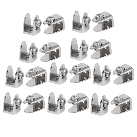 6mm-9mm Thickness Alloy Semi-Circle Shape Glass Shelf Clamp Clip Support 20Pcs