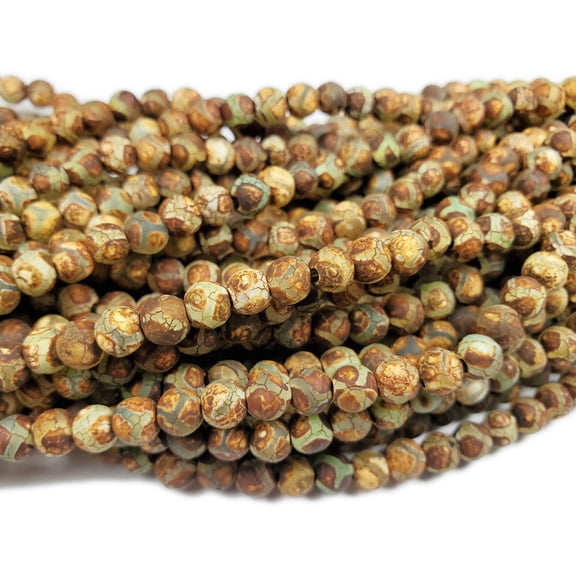 6mm Antiqued Soccer Blue Line Brown Matte Agate Beads Genuine Gemstone Natural Jewelry Making