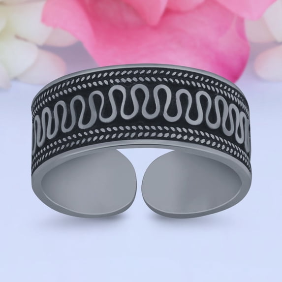6mm Bali Design Toe Band Ring 925 Sterling Silver Thin Adjustable Stylish Rings For Women
