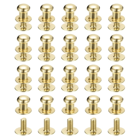 6mm Ball Head Stud Rivets Screw Back, 20Pack Round Head Button Nipple Rivet, Light Golden