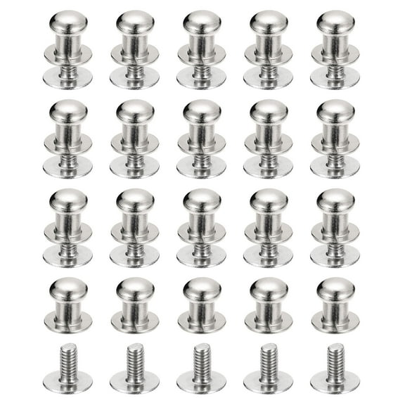 6mm Ball Head Stud Rivets Screw Back, 50Pack Round Head Button Nipple Rivet, Silver Tone