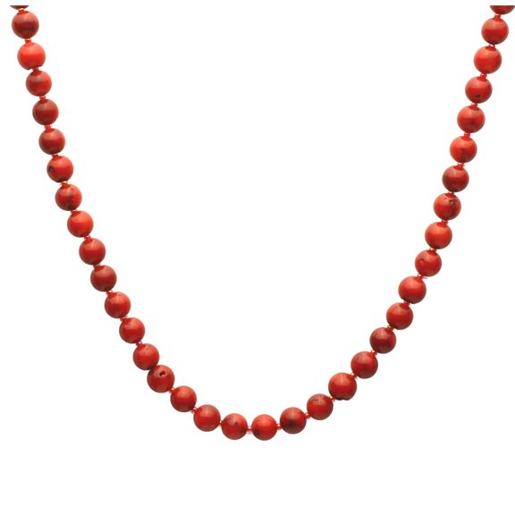 6mm Bamboo Coral Stone Sterling Silver Necklace, Adjustable 20+2"