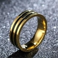 thumbnail image 1 of 6mm Black Gold Plating Band Man Women's Stainless Steel Ring Size 6-12, 1 of 7