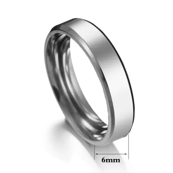 6mm Black/Gold/Silver Stainless Steel Ring Men Womens High Polished Band Fashion