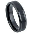 thumbnail image 1 of 6mm Black IP Plated Brushed Center Shiny Lines on each side Beveled EdgeWedding Band Ring For Men Or Ladies, 1 of 7