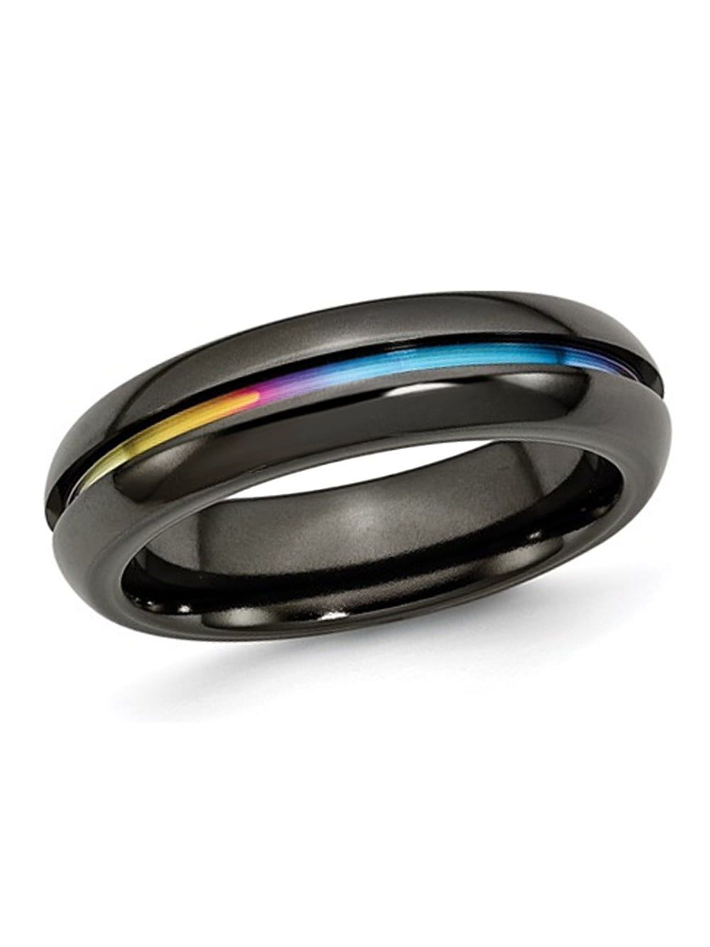 Edward Mirell Black Titanium Rainbow Anodized 6mm Band Edward Mirell Black Titanium Rainbow Anodized 6mm Band