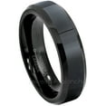 thumbnail image 1 of 6mm Black Tungsten Wedding Ring - Polished Finish Black IP Comfort Fit Tungsten Carbide Ring - Ladies Tungsten Anniversary Ring - TN086s12.5, 1 of 3