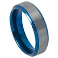thumbnail image 1 of 6mm Blue IP Plated Beveled Edge Gun Metal Brushed Finish Wedding Band Ring For Men Or Ladies, 1 of 7