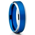 thumbnail image 1 of 6mm Blue Tungsten Ring,Tungsten Wedding Band,Tungsten Carbide Ring,Engagement Ring,Silver Ring, 1 of 4