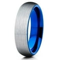 thumbnail image 1 of 6mm Blue Tungsten Wedding Band - Silver Brush - Tungsten Wedding Ring, 1 of 3