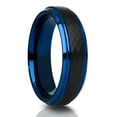 thumbnail image 1 of 6mm Blue Tungsten Wedding Ring,Black Wedding Ring,Tungsten Carbide Ring,Engagement Ring,Anniversary Ring,Hammered Ring,8mm Ring, 1 of 4