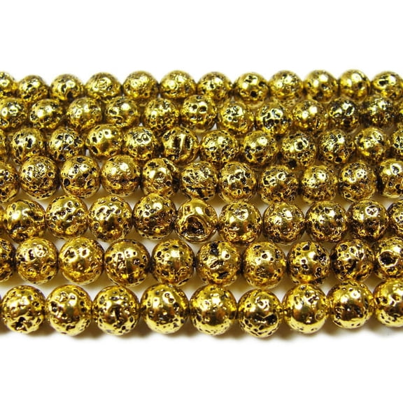 6mm Bronze Gold Metallic Lava Round Beads For Jewelry Making