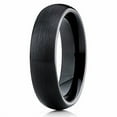 thumbnail image 1 of 6mm Brushed Black Tungsten Carbide Wedding Band Dome Shape Classic Ring Comfort Fit Unisex, 1 of 3