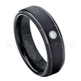 thumbnail image 1 of 6mm Brushed Black Tungsten Ring - 0.07ct Solitaire Aquamarine Ring - Personalized Tungsten Wedding Ring - Custom Made March Birthstone Ring TN085BS, 1 of 1