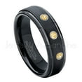 thumbnail image 1 of 6mm Brushed Black Tungsten Ring - 0.21ctw Citrine 3-stone Band - Personalized Tungsten Wedding Ring - Custom Made November Birthstone Ring TN085BS, 1 of 1
