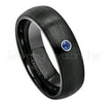 thumbnail image 1 of 6mm Brushed Dome Black Tungsten Ring - 0.07ct Solitaire Blue Sapphire Ring - Personalized Tungsten Wedding Ring - Custom Made September Birthstone Ring TN233BS, 1 of 1