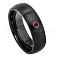 thumbnail image 1 of 6mm Brushed Dome Black Tungsten Ring - 0.07ct Solitaire Ruby Ring - Personalized Tungsten Wedding Ring - Custom Made July Birthstone Ring TN233BS, 1 of 1