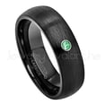thumbnail image 1 of 6mm Brushed Dome Black Tungsten Ring - 0.07ct Solitaire Tsavorite Ring - Personalized Tungsten Wedding Ring - Custom Made January Birthstone Ring TN233BS, 1 of 1