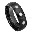 thumbnail image 1 of 6mm Brushed Dome Black Tungsten Ring - 0.21ctw Diamond 3-stone Band - Personalized Tungsten Wedding Ring - Custom Made April Birthstone Ring TN233BS, 1 of 1