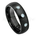 thumbnail image 1 of 6mm Brushed Dome Black Tungsten Ring - 0.21ctw Topaz 3-stone Band - Personalized Tungsten Wedding Ring - Custom Made November Birthstone Ring TN233BS, 1 of 1