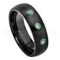 thumbnail image 1 of 6mm Brushed Dome Black Tungsten Ring - 0.21ctw Tsavorite 3-stone Band - Personalized Tungsten Wedding Ring - Custom Made January Birthstone Ring TN233BS, 1 of 1