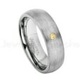 thumbnail image 1 of 6mm Brushed Dome Tungsten Ring - 0.07ct Solitaire Citrine Ring - Personalized Tungsten Wedding Ring - Custom Made November Birthstone Ring TN060BS, 1 of 1