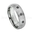 thumbnail image 1 of 6mm Brushed Dome Tungsten Ring - 0.21ctw Black Diamond 3-stone Band - Personalized Tungsten Wedding Ring - Custom Made April Birthstone Ring TN060BS, 1 of 1