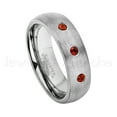 thumbnail image 1 of 6mm Brushed Dome Tungsten Ring - 0.21ctw Garnet 3-stone Band - Personalized Tungsten Wedding Ring - Custom Made January Birthstone Ring TN060BS, 1 of 1