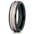 thumbnail image 1 of 6mm Brushed Silver Tungsten Carbide Wedding Ring Rose Gold Groove Black Inlay Unisex Band 10 (10), 1 of 3